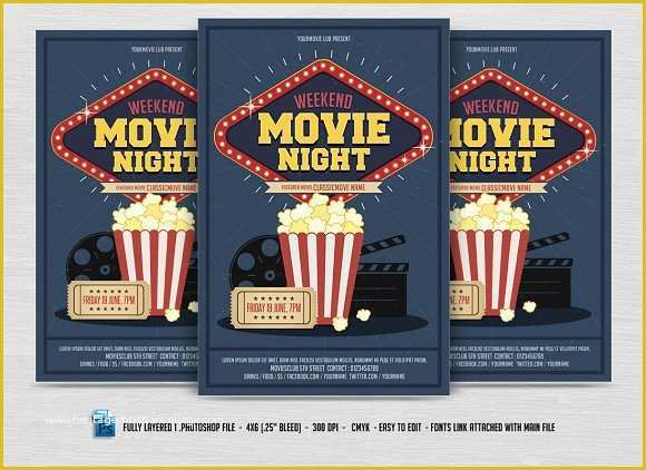 Free Movie Night Flyer Template Of Movie Night Flyer Flyer Templates Creative Market