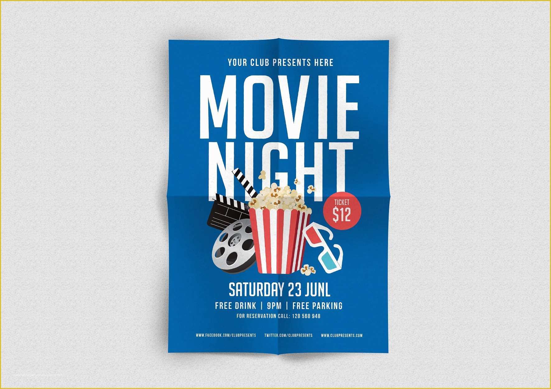 Free Movie Night Flyer Template Of Movie Night Flyer Flyer Templates Creative Market