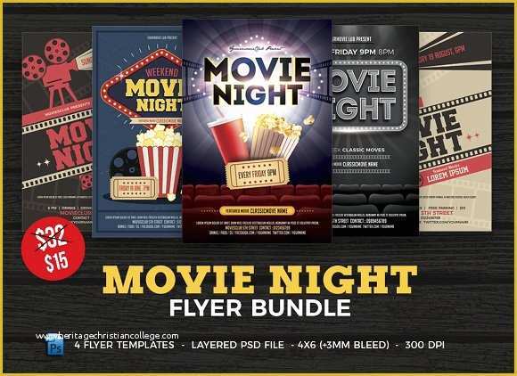 Free Movie Night Flyer Template Of Movie Night Flyer Template Bundle Flyer Templates