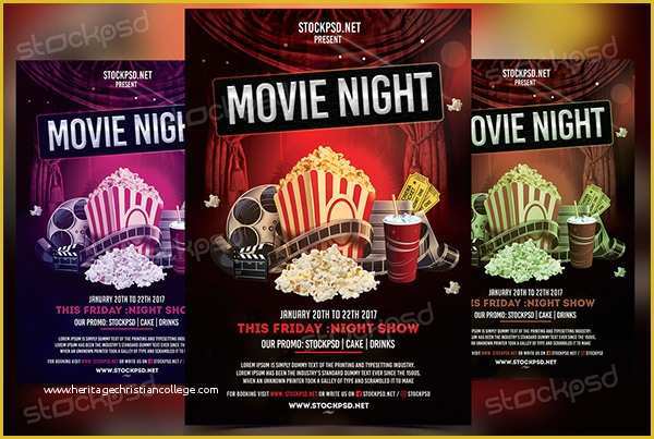 Free Movie Night Flyer Template Of Movie Night Free Psd Flyer Template On Behance