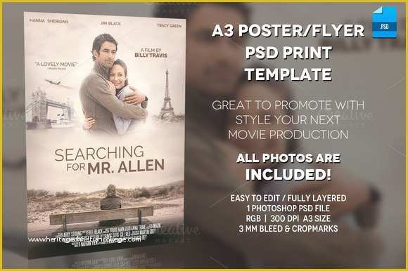 Free Movie Poster Template Of A3 Movie Poster Print Template 1 Flyer Templates On