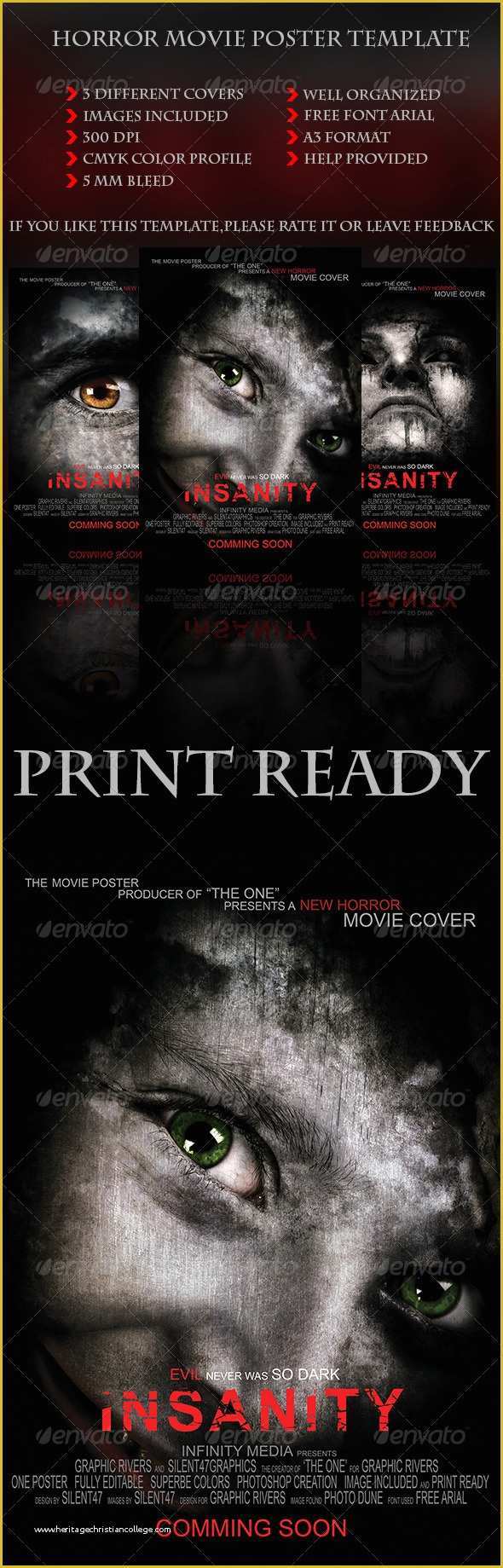 Free Movie Poster Template Of Horror Movie Poster Template by Silentgraphics