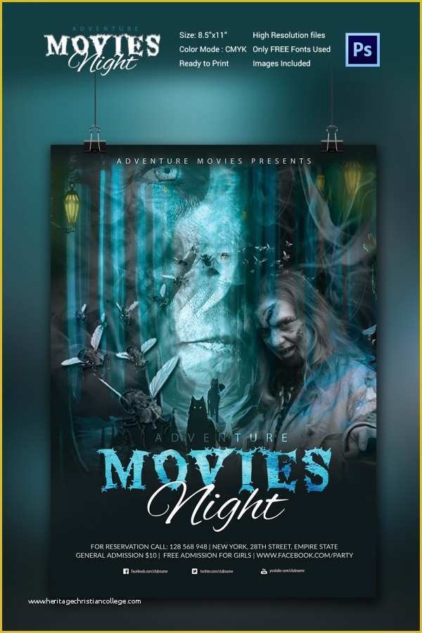 Free Movie Poster Template Of Movie Night Flyer Template 25 Free Jpg Psd format