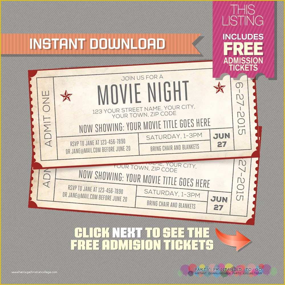 Free Movie Ticket Template Of Blank Movie Ticket Invitation Template Free Download Aashe