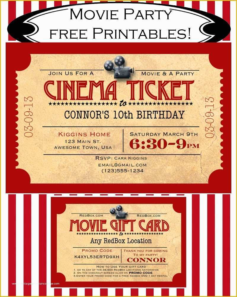 Free Movie Ticket Template Of Like Mom and Apple Pie A Summer Movies Free Printables
