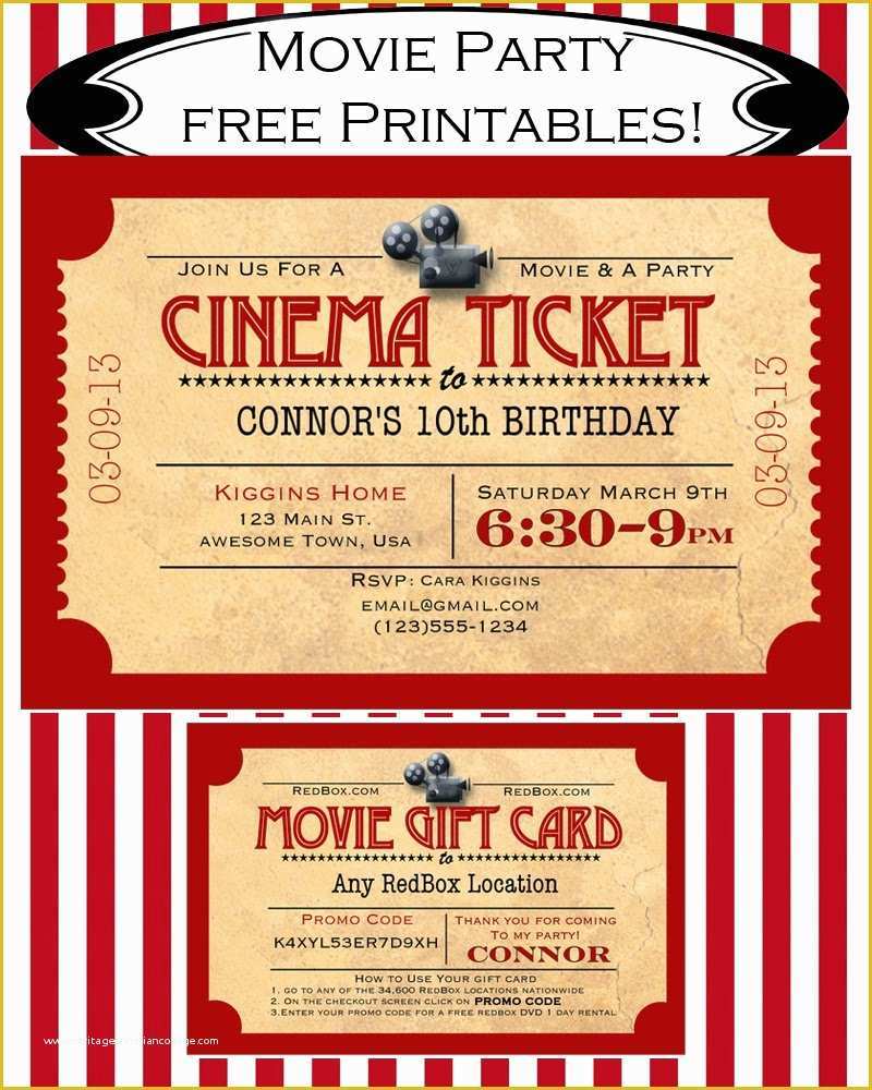 Free Movie Ticket Template Of Like Mom and Apple Pie A Summer Movies Free Printables