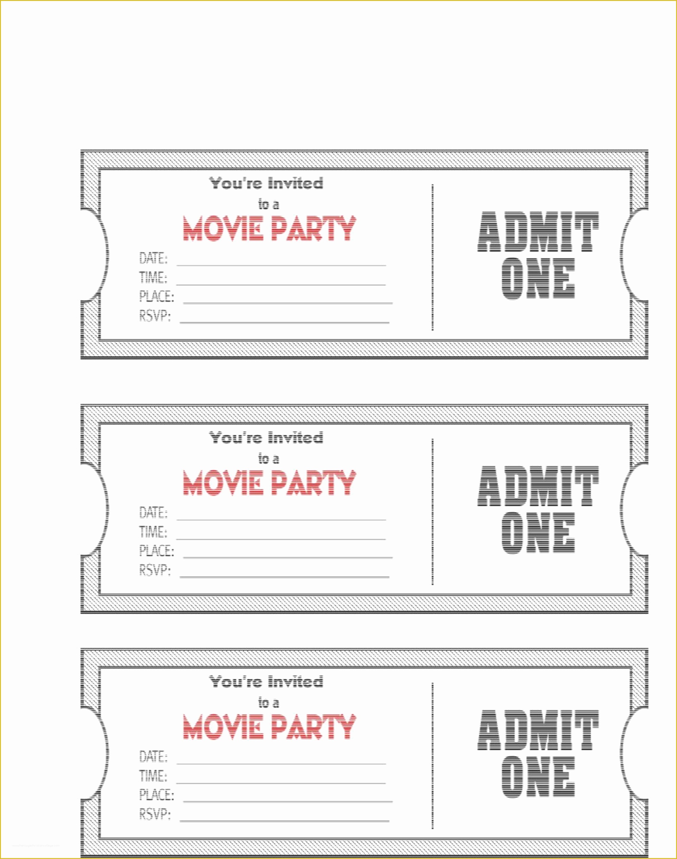 Free Movie Ticket Template Of Movie Ticket Template