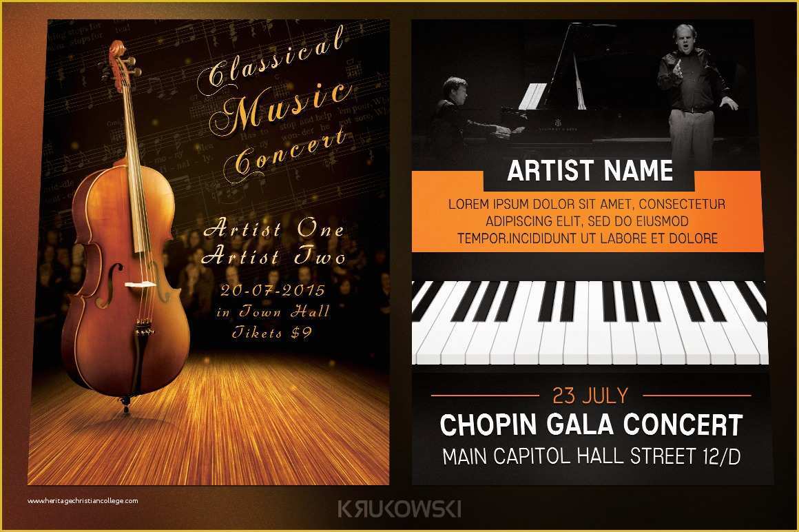 Free Music event Flyer Templates Of Classical Music event Flyers Bundle Flyer Templates On