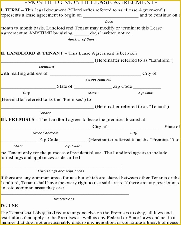Free Nc Lease Agreement Template Of Download north Carolina Month to Month Lease Agreement for
