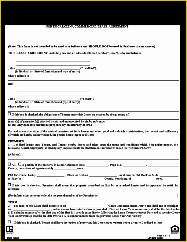 Free Nc Lease Agreement Template Of Free Mercial Rental Lease Agreement Templates