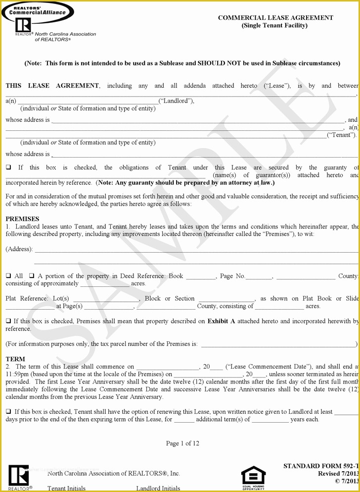 Free Nc Lease Agreement Template Of Free north Carolina Mercial Lease Agreement Sample