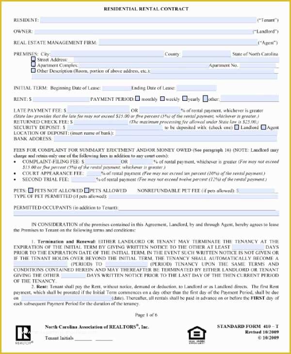 Free Nc Lease Agreement Template Of Free north Carolina Residential Lease Agreement