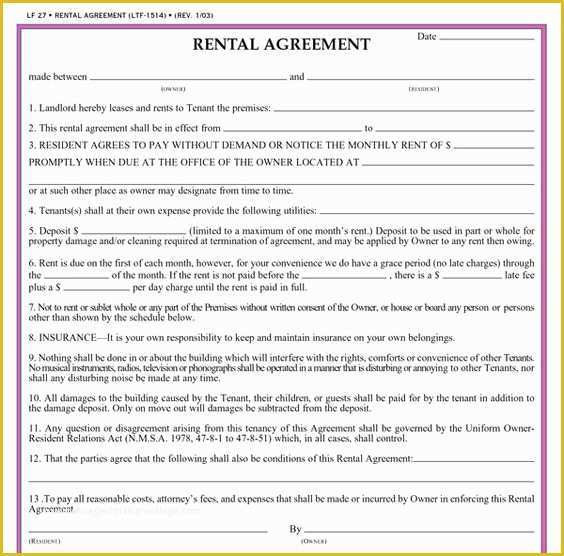 Free Nc Lease Agreement Template Of Printable Residential Lease Agreement form