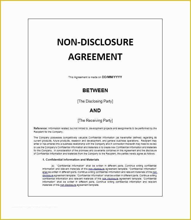 Free Nda Template Of 40 Non Disclosure Agreement Templates Samples &amp; forms