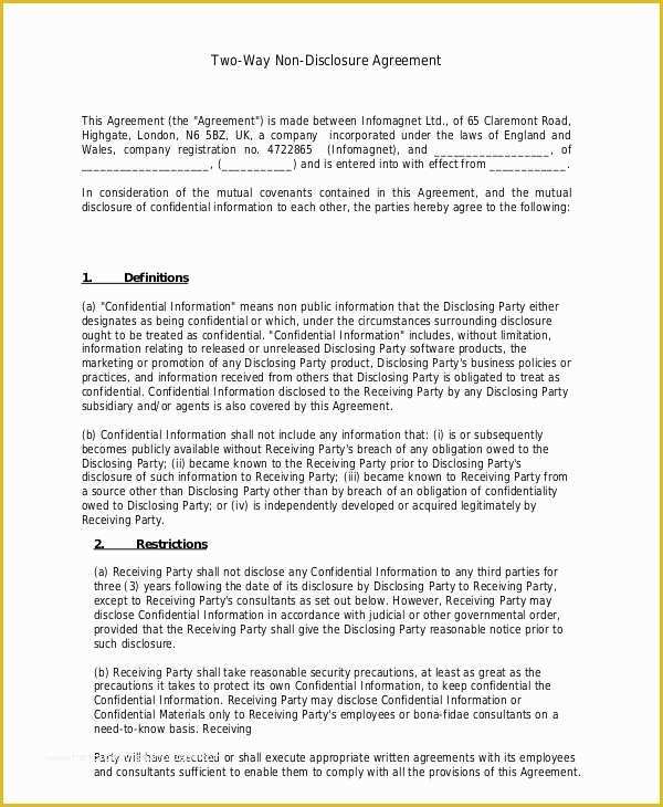 Free Nda Template Of Non Disclosure Agreement Template – 9 Free Word Pdf