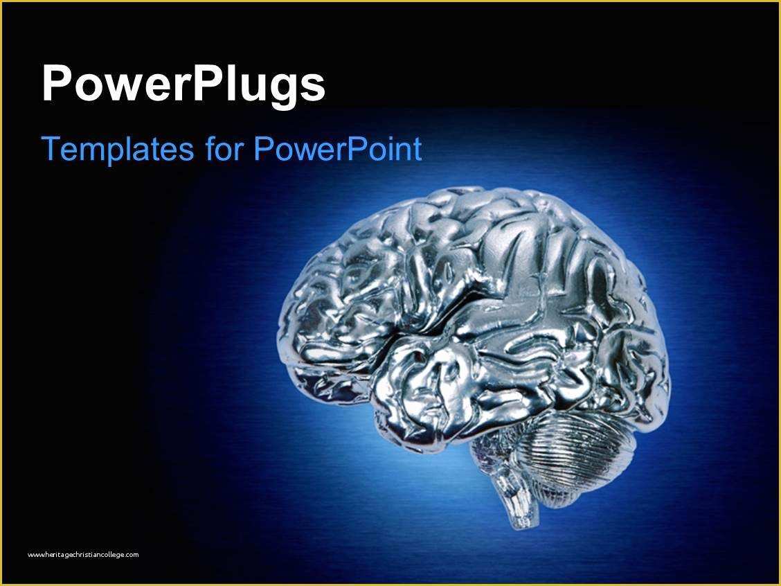 Free Neurology Powerpoint Templates Of Powerpoint Template Glowing Chrome Brain On Dark Blue