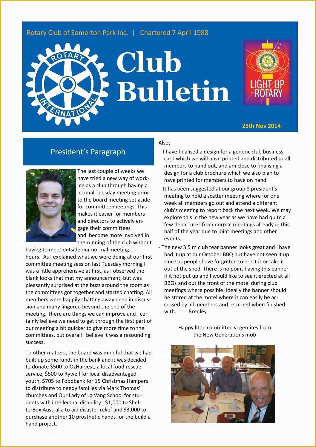 Free News Bulletin Templates Of Rotary Club Of somerton Park Bulletin 25 11 2014