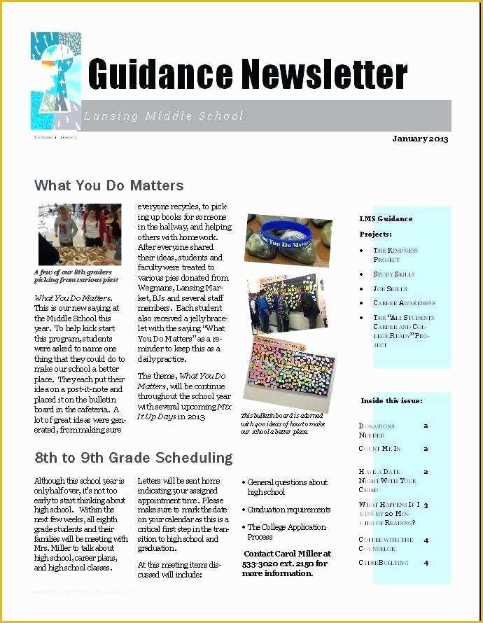 Free Newsletter Templates for School Counselors Of Free Newsletter Templates Learning Center Elementary