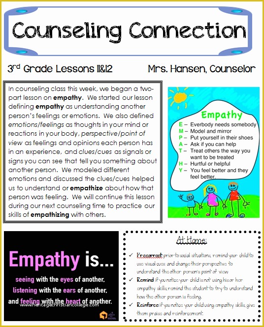 Free Newsletter Templates for School Counselors Of Hanselor the Counselor Empathy Part 1