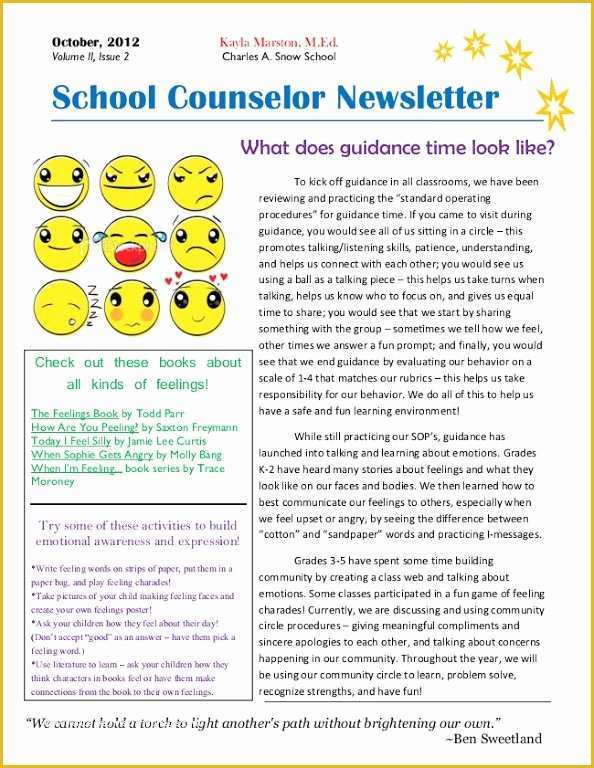 Free Newsletter Templates for School Counselors Of School Counselor Newsletter6 School Pinterest