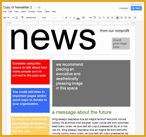 Free Newsletter Templates Google Docs Of Google Doc Template Newsletter