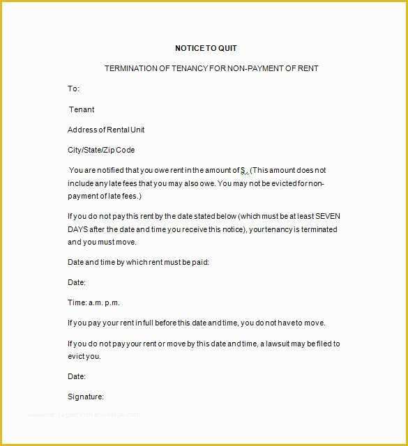 Free Notice to Pay Rent or Quit Template Of 19 Notice to Quit Templates Pdf Google Docs Ms Word