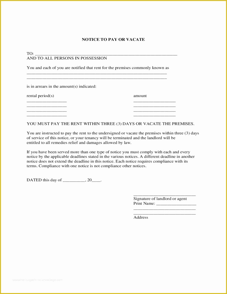 Free Notice to Pay Rent or Quit Template Of Washington 3 Day Notice to Pay or Vacate Free Download