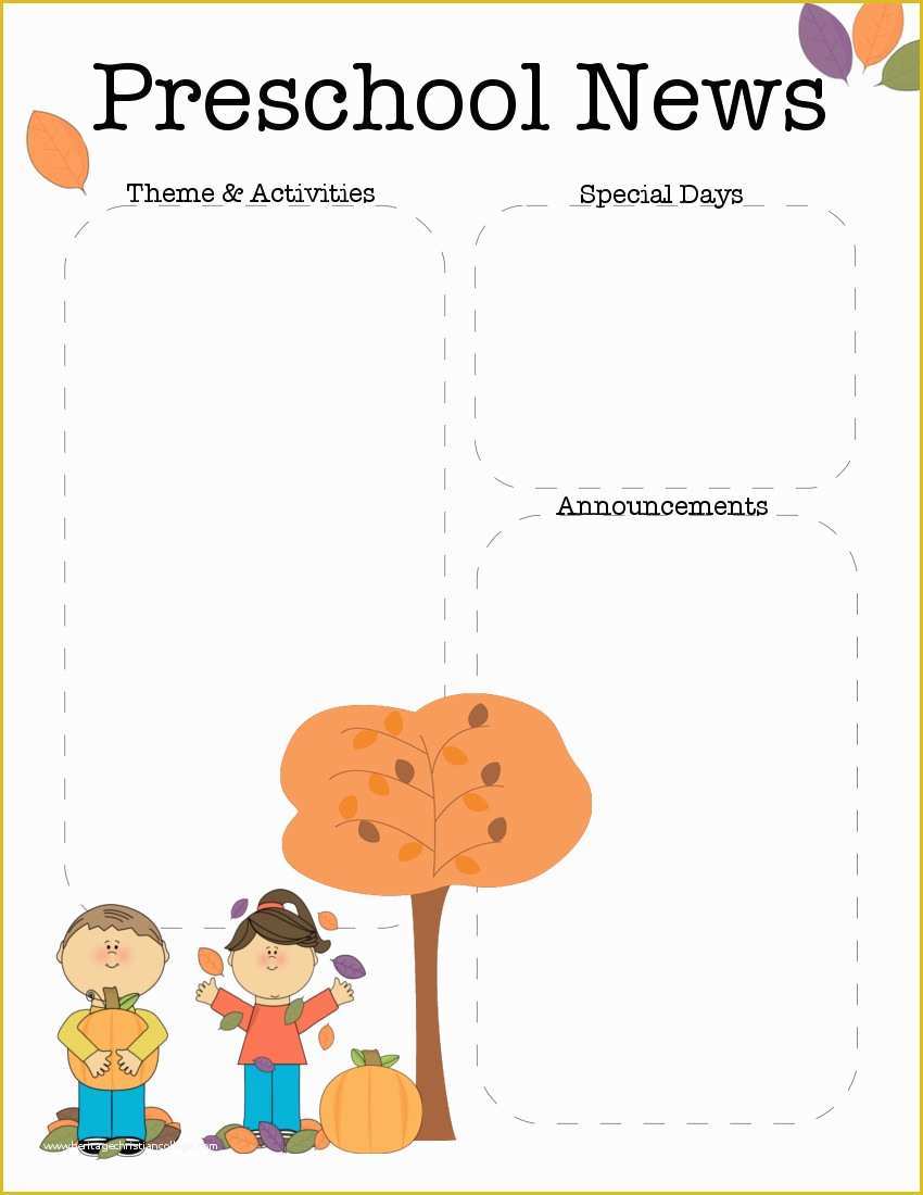 Free November Newsletter Templates Of October Preschool Newsletter Template