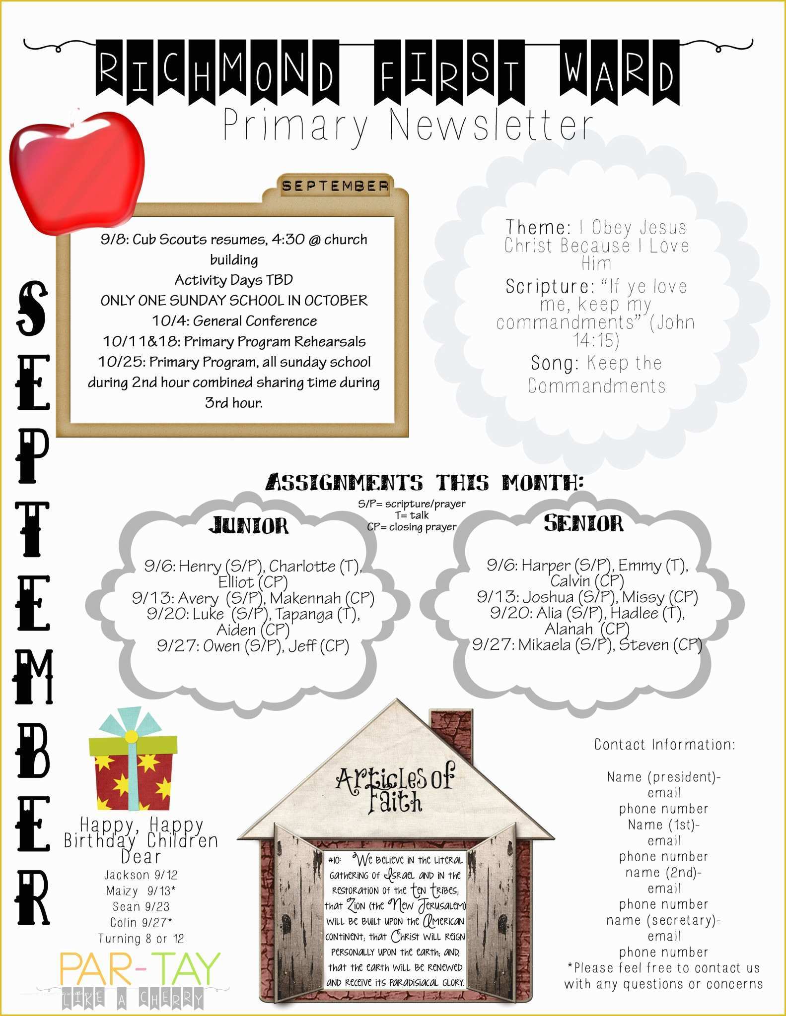 Free November Newsletter Templates Of Primary Newsletter Template Party Like A Cherry