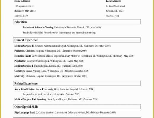 Free Nursing Resume Templates Of 44 Sample Resume Templates