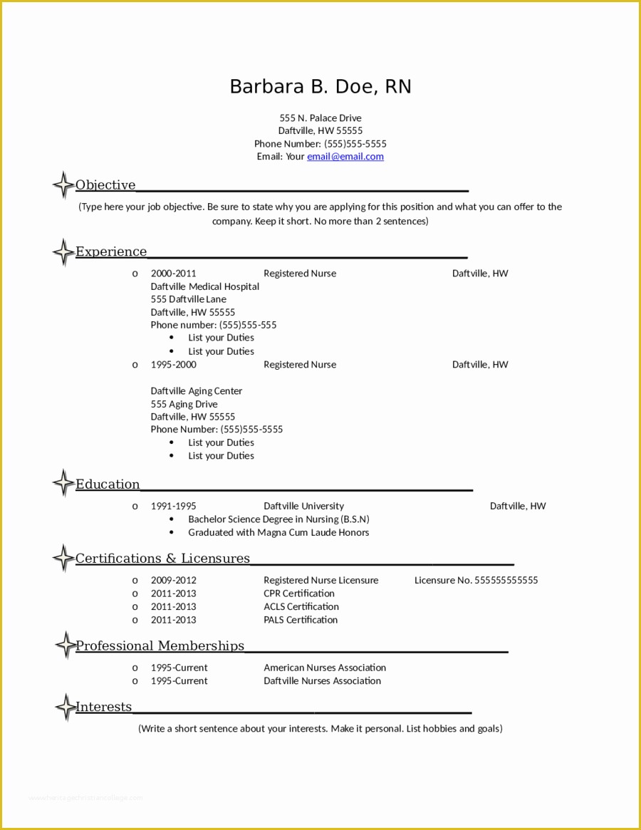 Free Nursing Resume Templates Of Nurse Resume Template Free