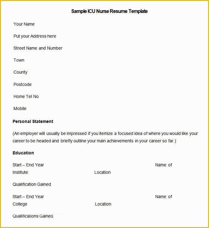 Free Nursing Resume Templates Of Nursing Resume Template – 10 Free Samples Examples