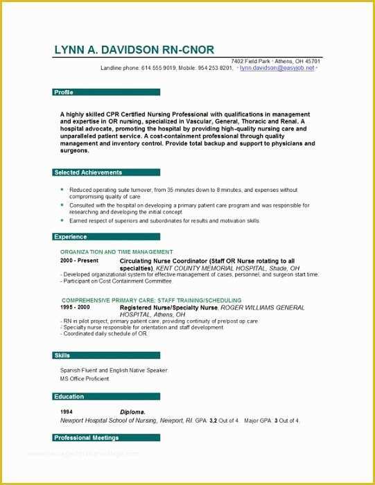 Free Nursing Resume Templates Of Nursing Resume Templates Easyjob