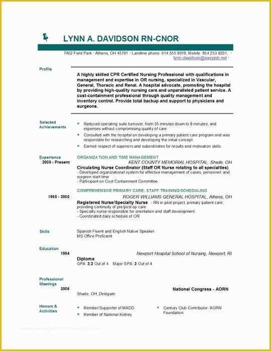 Free Nursing Resume Templates Of Nursing Resume Templates