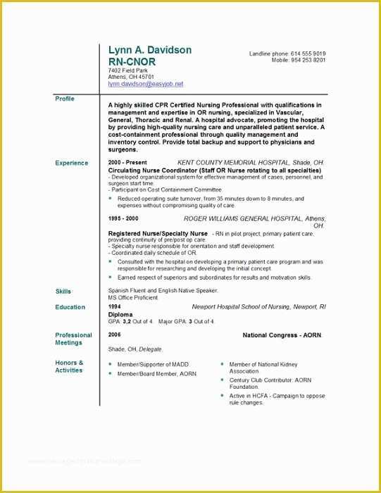 Free Nursing Resume Templates Of Nursing Resume Templates