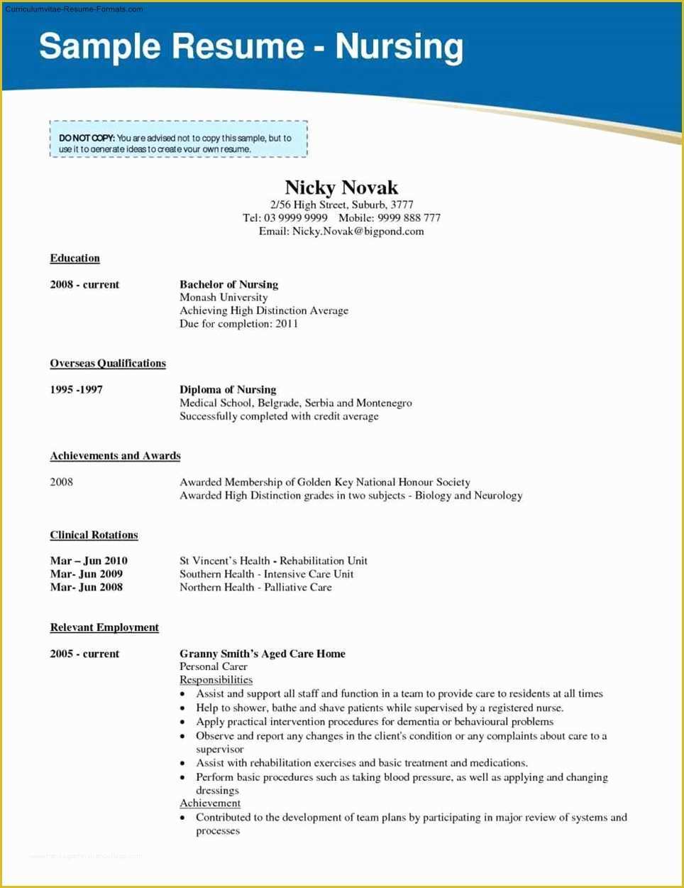 Free Nursing Resume Templates Of Nursing School Resume Template Free Samples Examples