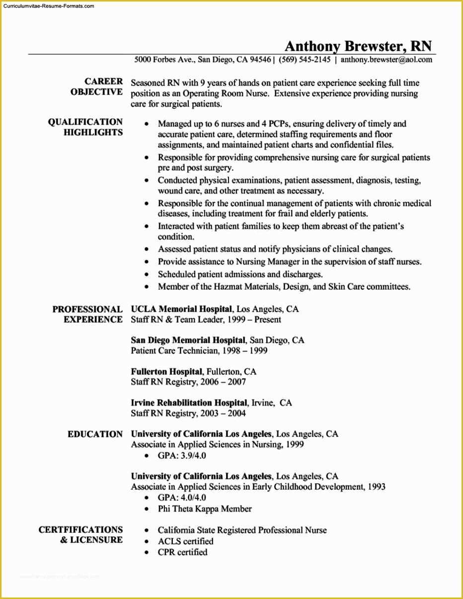 Free Nursing Resume Templates Of Registered Nurse Resume Templates Free Free Samples