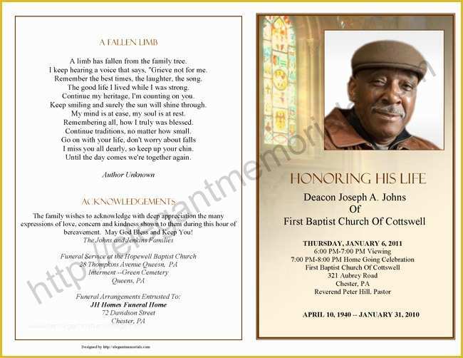 Free Obituary Program Template Download Of 10 Best Of Obituary for Funeral Program Examples