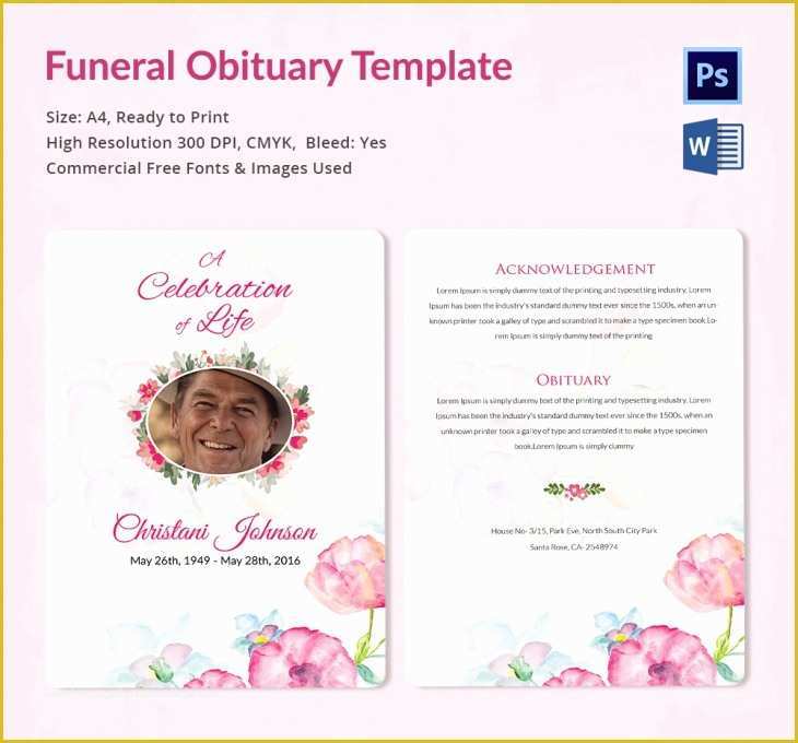Free Obituary Program Template Download Of 5 Funeral Obituary Templates – Free Word Pdf Psd