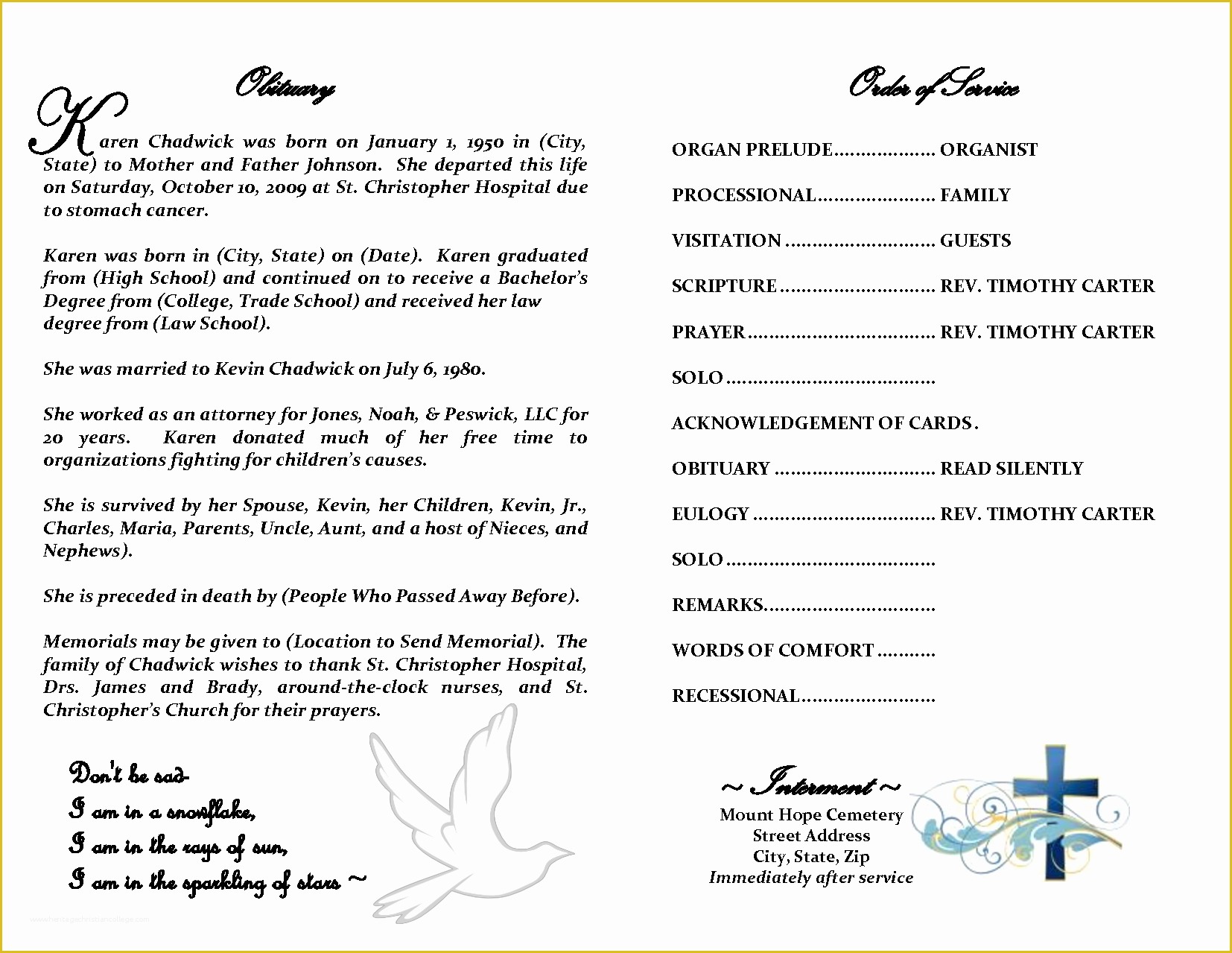 Free Obituary Program Template Download Of 5 Obituary Template Word