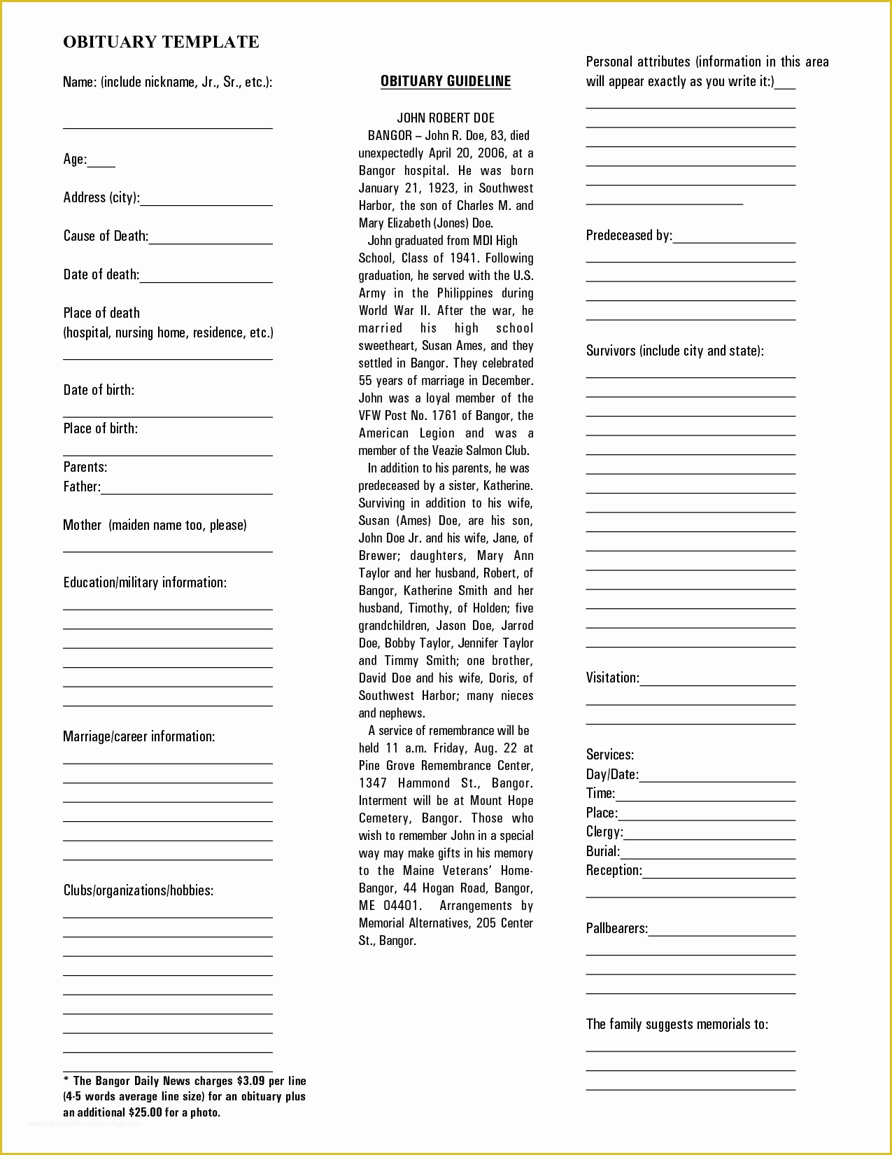Free Obituary Template Download Of 4 Best Of Free Printable Obituary Templates
