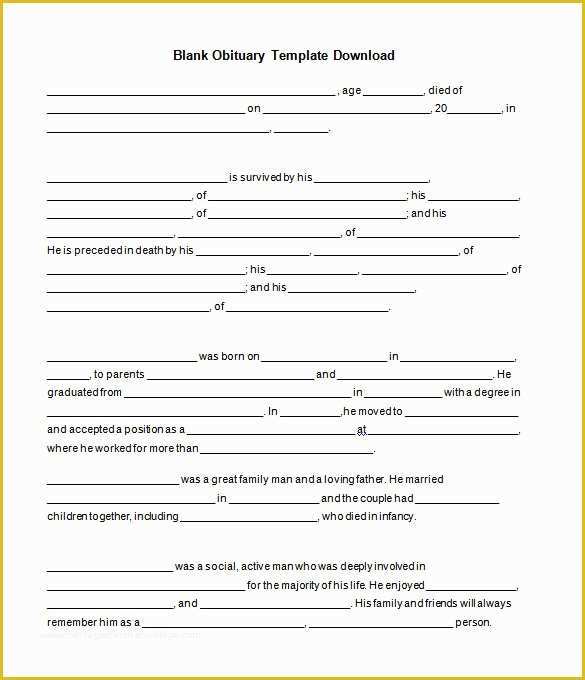 Free Obituary Template Download Of Free Obituary Template