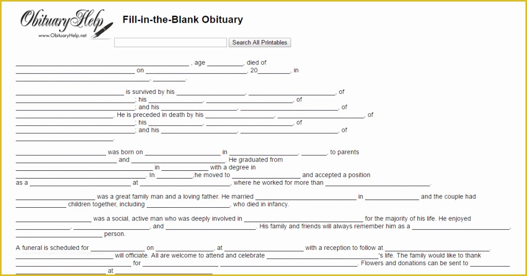 Free Obituary Template Download Of Free Obituary Template