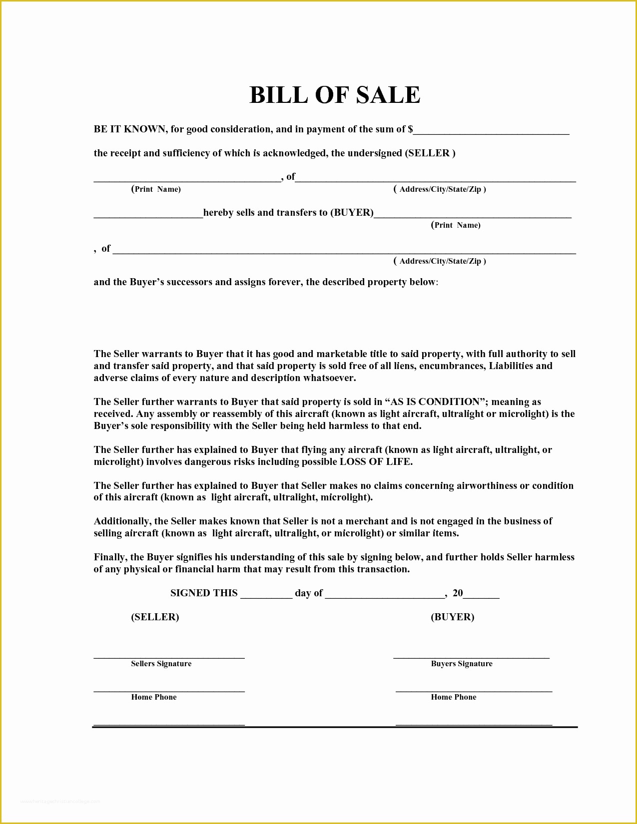 Free Online Bill Of Sale Template Of Free Bill Sale Template