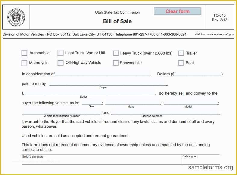 Free Online Bill Of Sale Template Of Free Printable Free Car Bill Of Sale Template form Generic