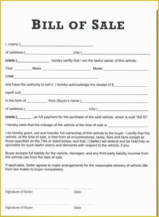 Free Online Bill Of Sale Template Of Printable Sample Tractor Bill Of Sale form
