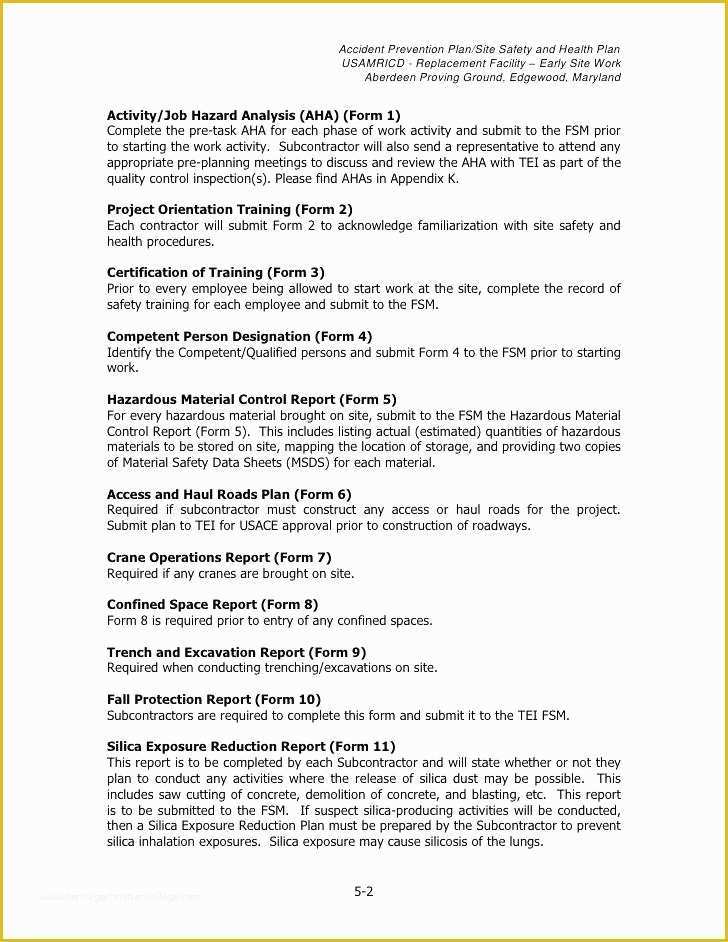 Free Osha Safety Manual Template Of Osha Health and Safety Plan Template Safety Plan Template