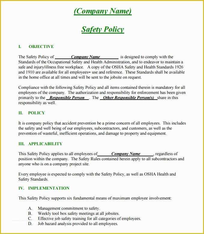 Free Osha Safety Manual Template Of Safety Plan Template