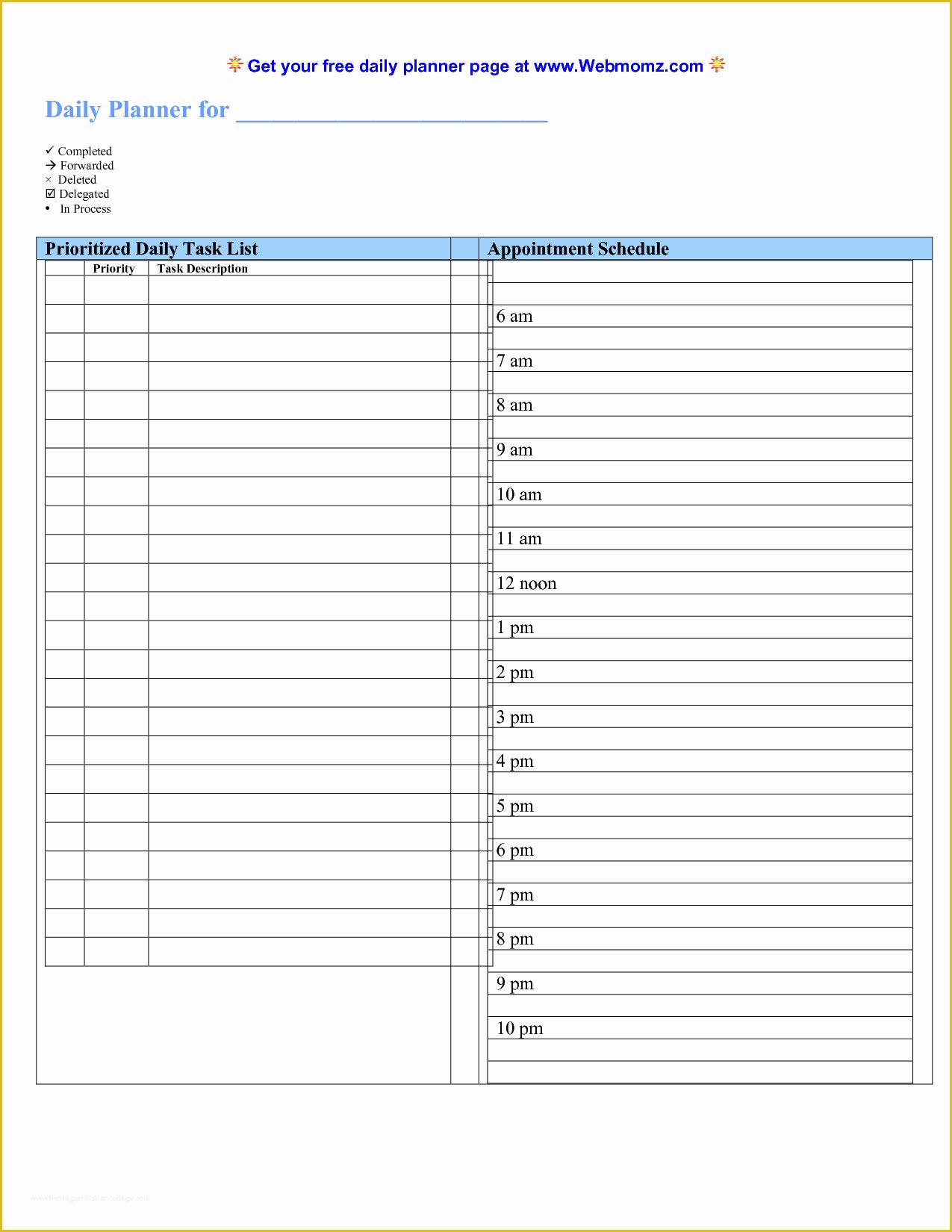 Free Pages Templates Of Printable Daily Planner Template Printable Pages