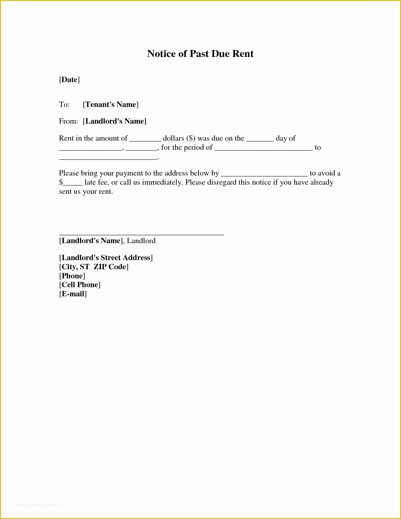 Free Past Due Letter Template Of 10 Best Of Landlord Past Due Notice Eviction